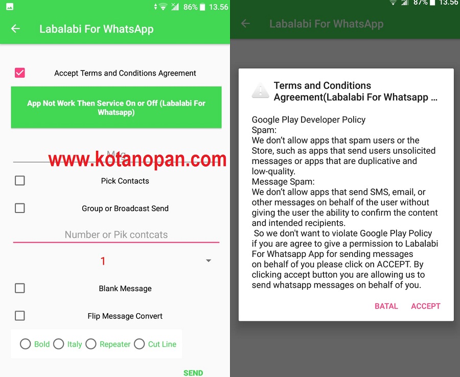 Download Aplikasi Lalabi APK pengirim WA Massal Free