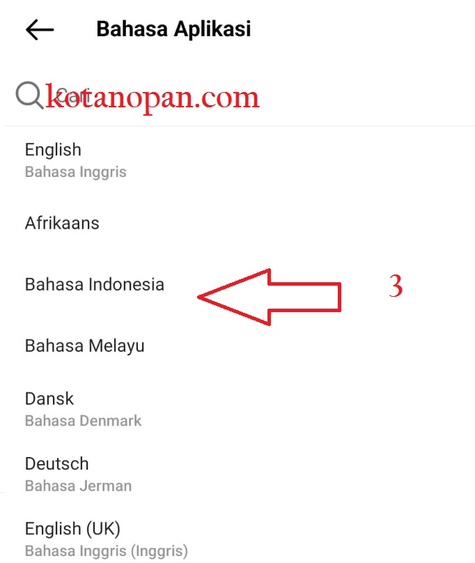 Merubah bahasa pada Aplikasi Threads 3