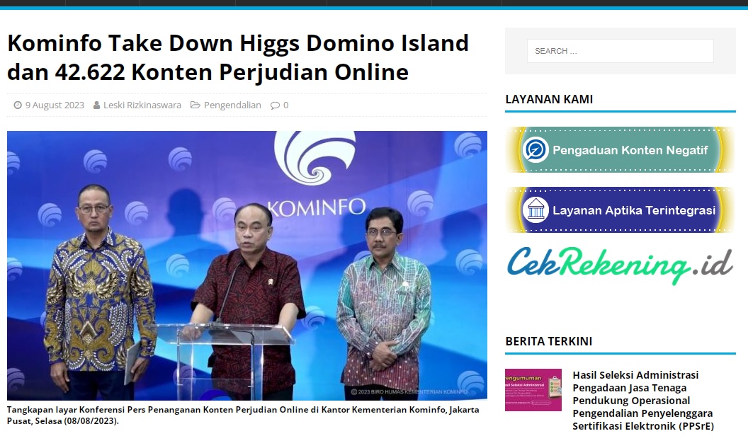 Kominfo Take Down Higgs Domino Island