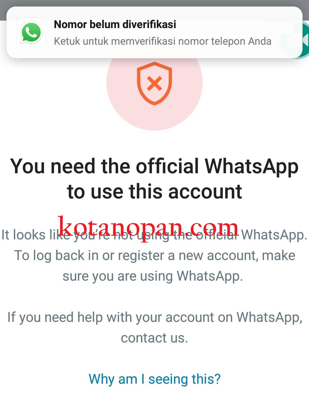 Perbaiki You need the Official Whatsapp to Use Account gambar utama