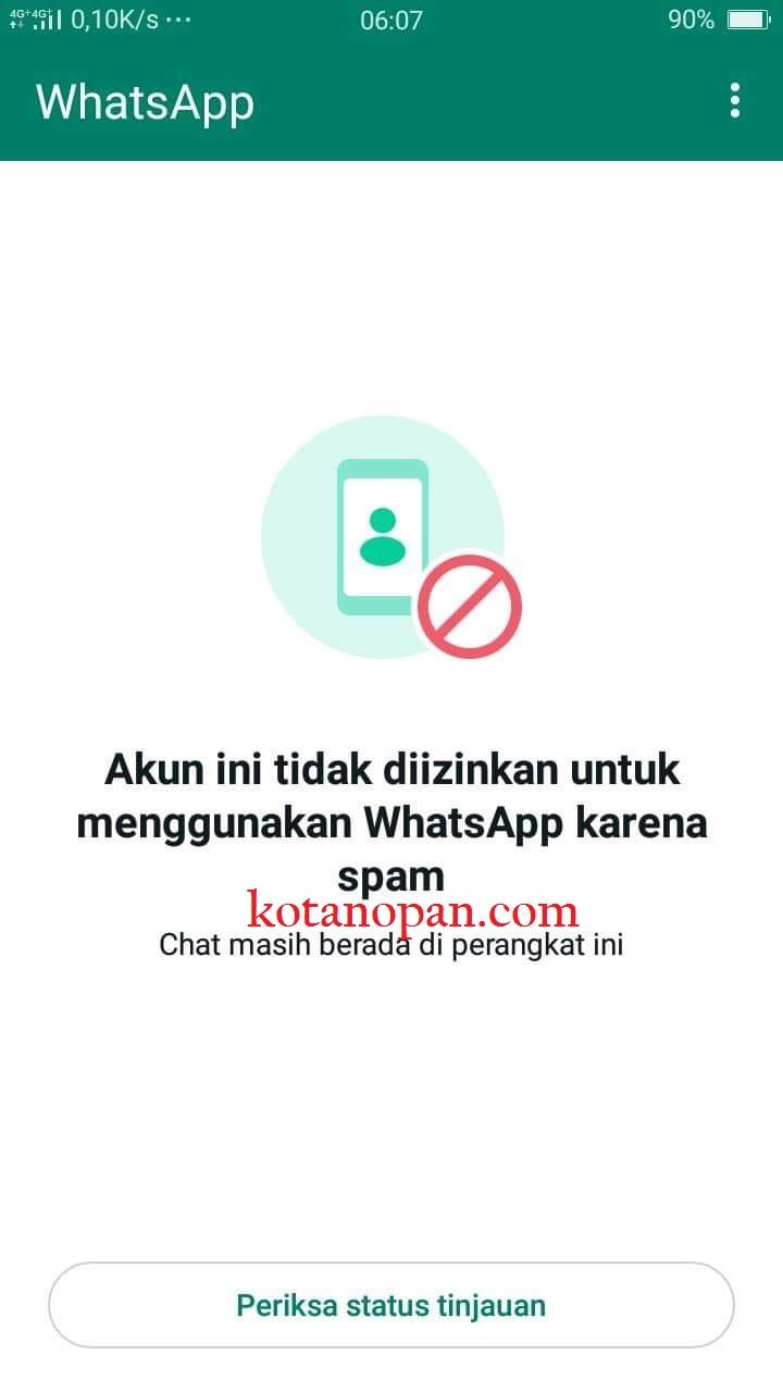 Solusi Akun Ini tidak Diizinkan mengunakan Whatsapp Karena Spam