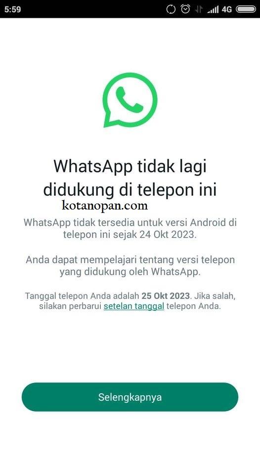 whatsapp tidak lagi didukung di telepon ini