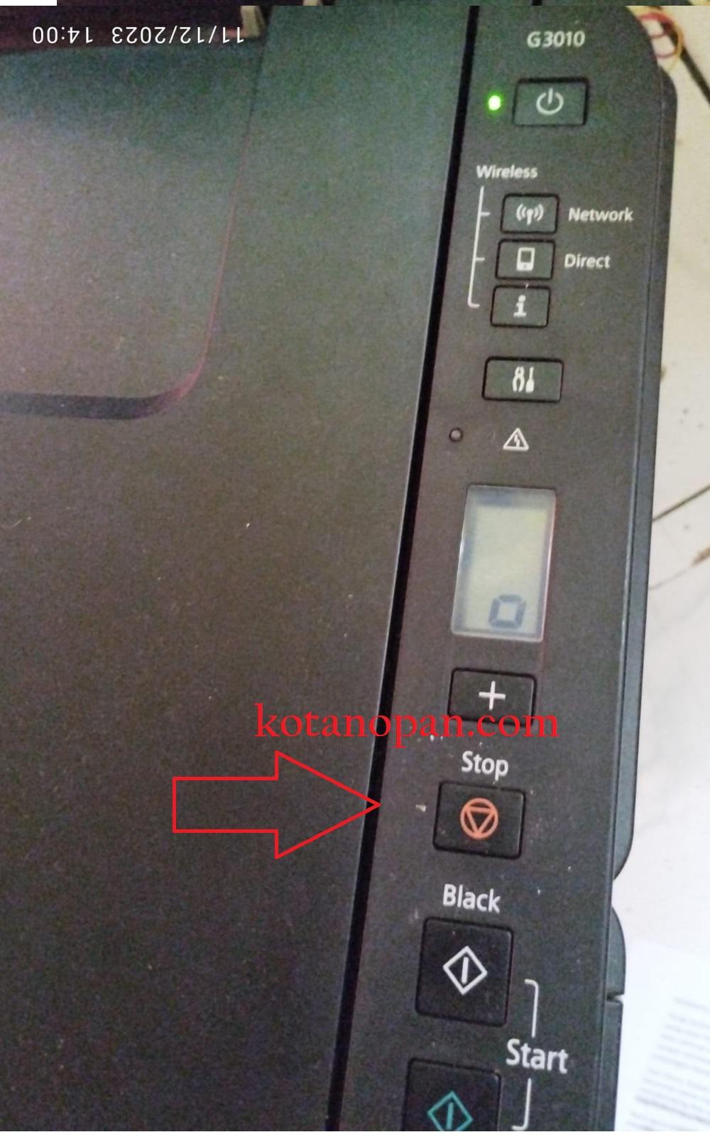 tombol stop Printer Pixma G3010 Tidak mencetak kertas Macet P06