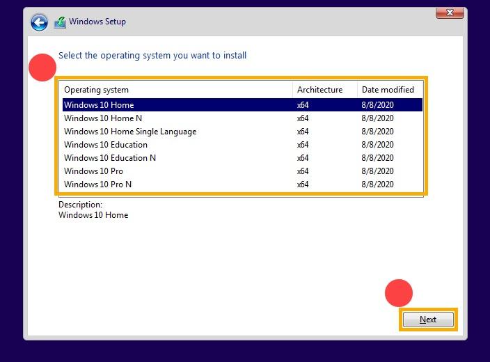 Cara Install Ulang Windows 10 Dengan Flashdisk pilih versi (sumber asus)