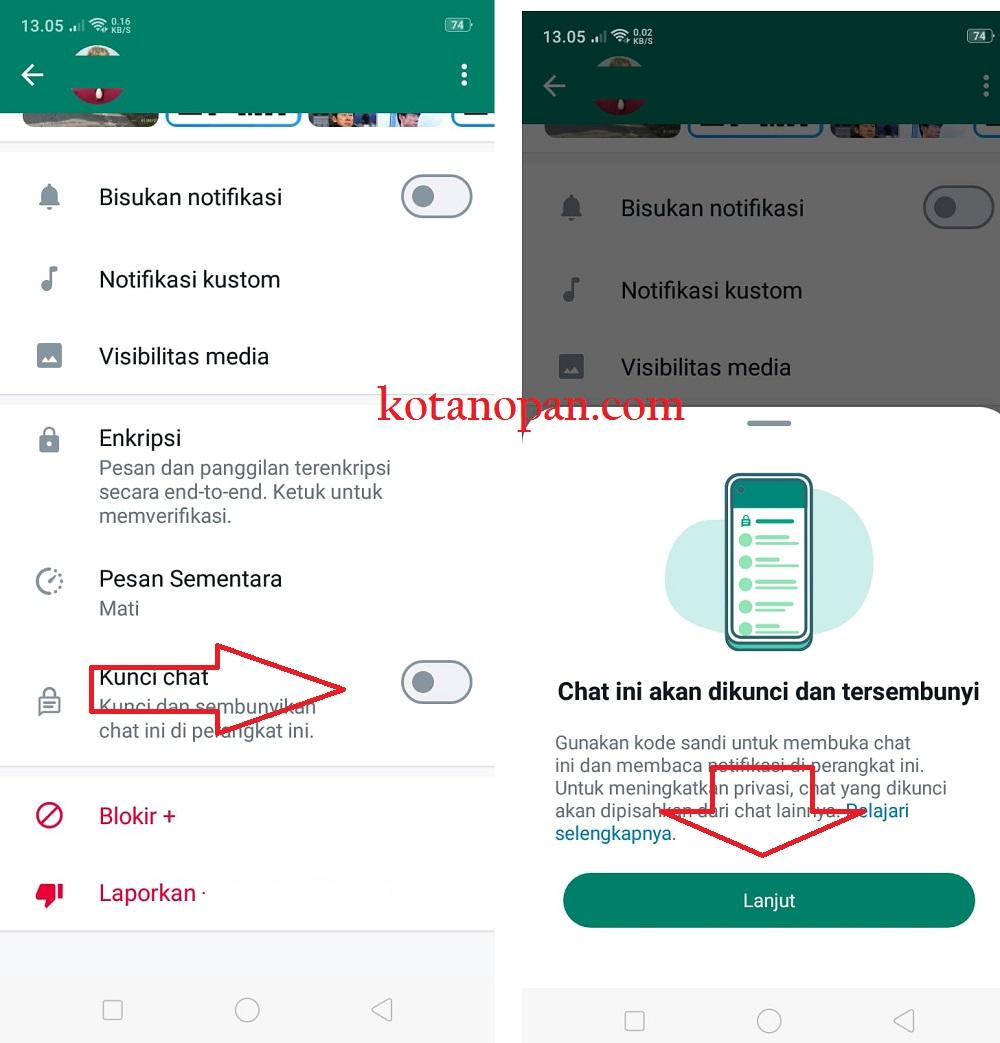 Cara menyembunyikan Chat WhatsApp Dan mengunci dengan Kode lewat profil