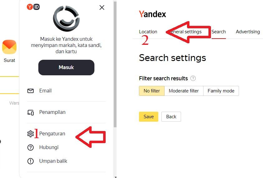 Solusi Mengatasi Tidak Bisa Ganti Lokasi Yandex masuk setting