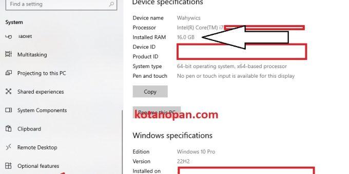 Melihat Spesifikasi komputer Windows